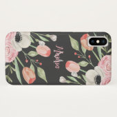 Blush Roze Waterverf Floral Monogram Case-Mate iPhone Case (Achterkant (horizontaal))