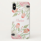 Blush Roze Waterverf Floral Monogram Case-Mate iPhone Case (Achterkant)