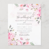 Blush roze Waterverf Floral Peony Wedding Invite (Voorkant)