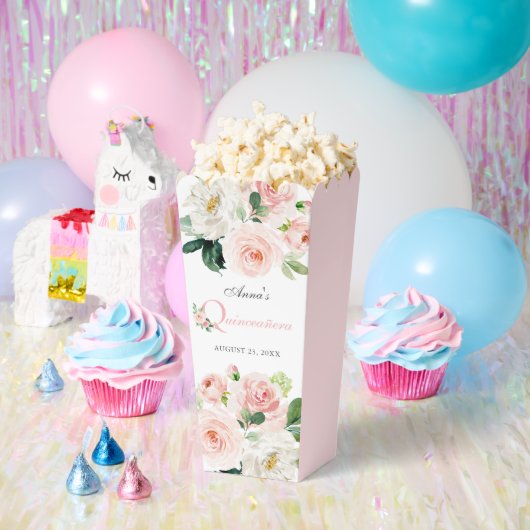 Blush Roze Waterverf Floral Quinceañera Bedankdoosjes (Feest)