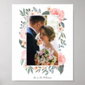 Blush Roze Waterverf Floral Roos & Sage Greenery Poster (Voorkant)