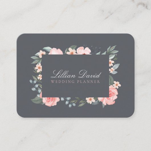 Blush Roze Waterverf Floral Roos & Sage Greenery Visitekaartje (Voorkant)