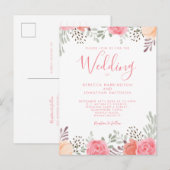 Blush roze Waterverf Floral Roos Weddenschap Uitno Briefkaart (Voorkant / Achterkant)