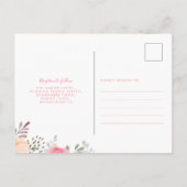Blush roze Waterverf Floral Roos Weddenschap Uitno Briefkaart (Achterkant)