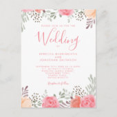 Blush roze Waterverf Floral Roos Weddenschap Uitno Briefkaart (Voorkant)