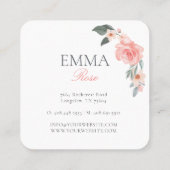 Blush Roze Waterverf Floral Roos Wedding Planner Vierkante Visitekaartje (Achterkant)