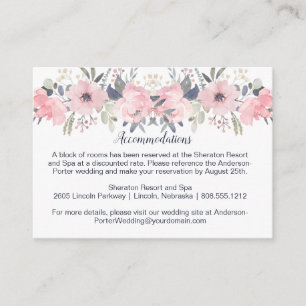 Blush Roze Waterverf Floral   Roze Informatiekaartje