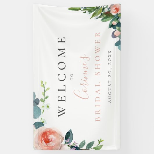 Blush Roze Waterverf Floral Spandoek (Verticaal)