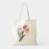 Blush roze Waterverf Floral steekt groene bladeren Tote Bag (Achterkant)