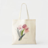 Blush roze Waterverf Floral steekt groene bladeren Tote Bag (Voorkant)