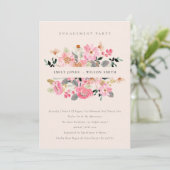 Blush roze Waterverf Floral Verloving uitnodigen Bedankkaart (Staand voorkant)