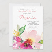 Blush Roze Waterverf Floral Vrijgezellenfeest Kaart (Voorkant)