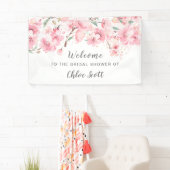 Blush Roze Waterverf Floral Vrijgezellenfeest Spandoek (Insitu)