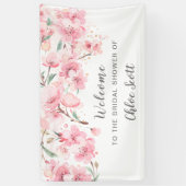 Blush Roze Waterverf Floral Vrijgezellenfeest Spandoek (Verticaal)