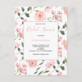Blush Roze Waterverf Floral Vrijgezellenfeest Uitnodiging Briefkaart (Voorkant)