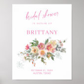 Blush Roze Waterverf Floral Vrijgezellenfeest Welk Poster (Voorkant)