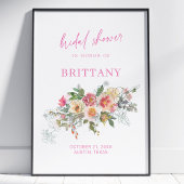 Blush Roze Waterverf Floral Vrijgezellenfeest Welk Poster