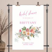 Blush Roze Waterverf Floral Vrijgezellenfeest Welk Poster