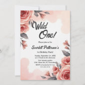Blush roze Waterverf Floral Wild One 1st Birthday Kaart (Voorkant)
