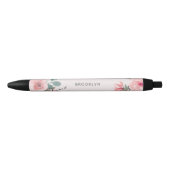 Blush Roze Waterverf Floral Zwarte Inkt Pen (Voorkant)