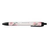 Blush Roze Waterverf Floral Zwarte Inkt Pen (Bodem)