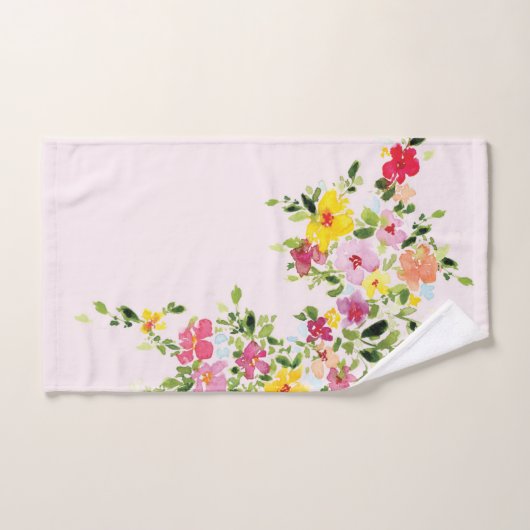 Blush roze waterverf florale bloem bad handdoek (Handdoek)