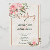 Blush roze waterverf florale bruiloft folie uitnodiging (Voorkant)