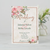 Blush roze waterverf florale bruiloft folie uitnodiging (Staand Voorkant)