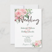 Blush roze waterverf florale bruiloft uitnodiging (Voorkant)