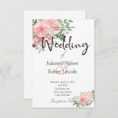 Blush roze waterverf florale bruiloft uitnodiging (Voorkant / Achterkant)