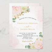 Blush roze waterverf florale roos goudbruiloft (Voorkant / Achterkant)