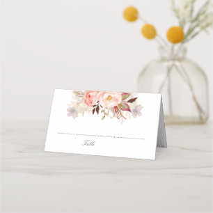 Blush Roze Waterverf Flowers Elegant Romantisch Plaatskaartje