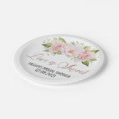 Blush roze Waterverf Flowers Love is Sweet Papieren Bordje (Gekanteld)