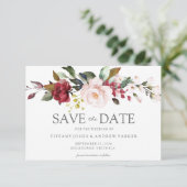 Blush roze Waterverf Flowers Save the Date Kaart (Staand voorkant)