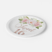 Blush Roze Waterverf Flowers Sweet 16 Birthday Papieren Bordje (Gekanteld)