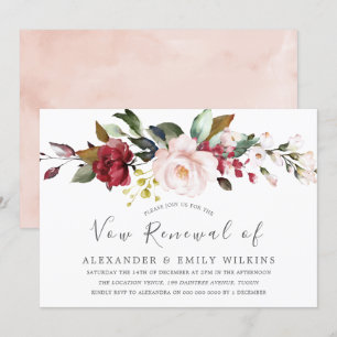 Blush roze Waterverf Flowers Vow Renewal Kaart