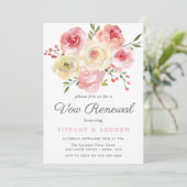 Blush roze Waterverf Flowers Vow Renewal Uitnodige Kaart (Staand voorkant)