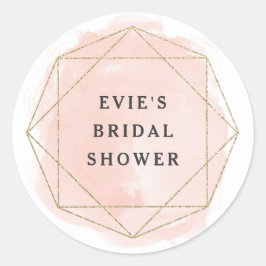 Blush Roze Waterverf Gem Glitter Vrijgezellenfeest Ronde Sticker