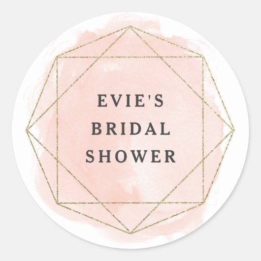 Blush Roze Waterverf Gem Glitter Vrijgezellenfeest Ronde Sticker (Voorkant)