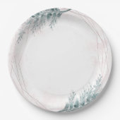 Blush roze Waterverf Geometrische botanische bruil Papieren Bordje (Voorkant)