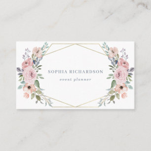 Blush roze   Waterverf Geometrische Floral Visitekaartje