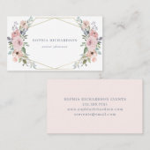 Blush roze | Waterverf Geometrische Floral Visitekaartje (Voorkant / Achterkant)