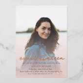 Blush Roze Waterverf Girly Sweet 16 Roos Gold Folie Uitnodiging (Voorkant)