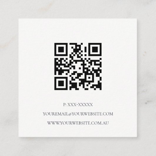 Blush roze Waterverf Gold Circle Floral QR Code Vierkante Visitekaartje (Achterkant)
