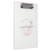 Blush Roze Waterverf Gold Circle Floral Wreator Klembord (Rechts)