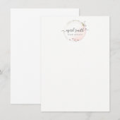 Blush Roze Waterverf Gold Circle Floral Wreator Notitiekaartje (Voorkant / Achterkant)