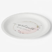 Blush Roze Waterverf Gold Circle Floral Wreator Papieren Bordje (Gekanteld)