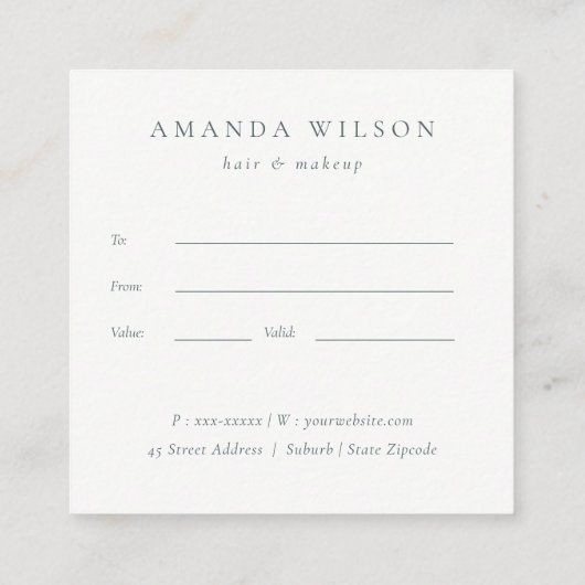 Blush roze Waterverf Gold Cirkel Cadeaubon Vierkante Visitekaartje (Achterkant)