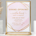 Blush roze Waterverf Gold Cirkel Salon opnieuw ope Flyer<br><div class="desc">Blush roze Waterverf Gold Circle Salon Reopening Flyer. Elegant blush roze waterverf gouden cirkel geometrische hand-letterstijl kalligrafie script professionele branding. Perfect voor make-up artiesten,  haarstylists,  cosmetologen en nog veel meer!</div>