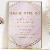 Blush roze Waterverf Gold Cirkel Salon opnieuw ope Flyer